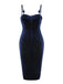 1960er Blaues 3D-Schmetterlingssamt Bleistiftkleid