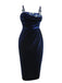 1960er Blaues 3D-Schmetterlingssamt Bleistiftkleid