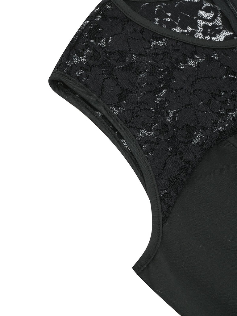 BLAUES HALLOWEEN SPITZEN PATCHWORK KLEID