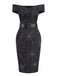 [Vorverkauf] Schwarz 1960er Halloween schulterfreies Spinnennetz Kleid