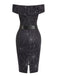 [Vorverkauf] Schwarz 1960er Halloween schulterfreies Spinnennetz Kleid