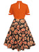 Orange 1950er Halloween Kürbis Swing Kleid
