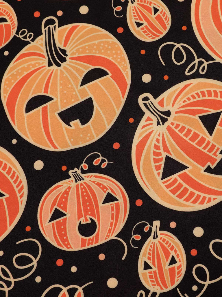 Orange 1950er Halloween Kürbis Swing Kleid