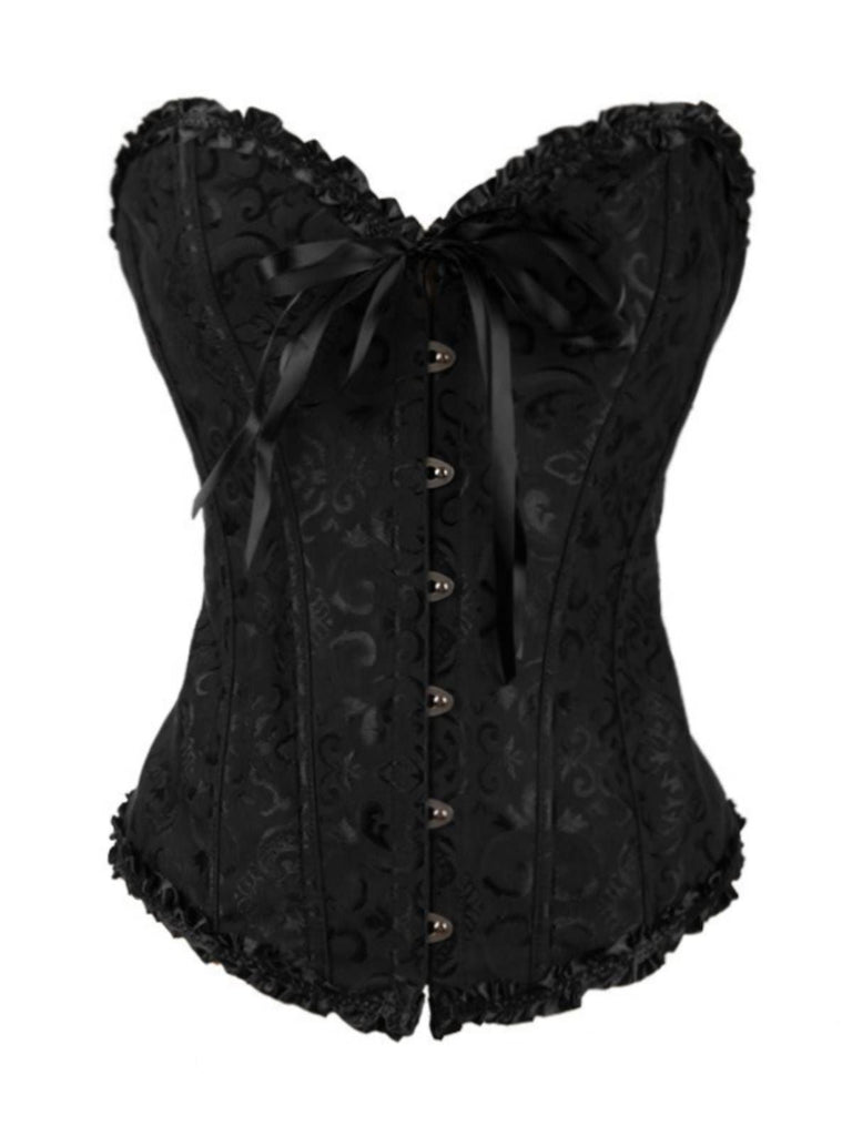 Schwarz Steampunk Gothic Spitze Überbrust Korsett