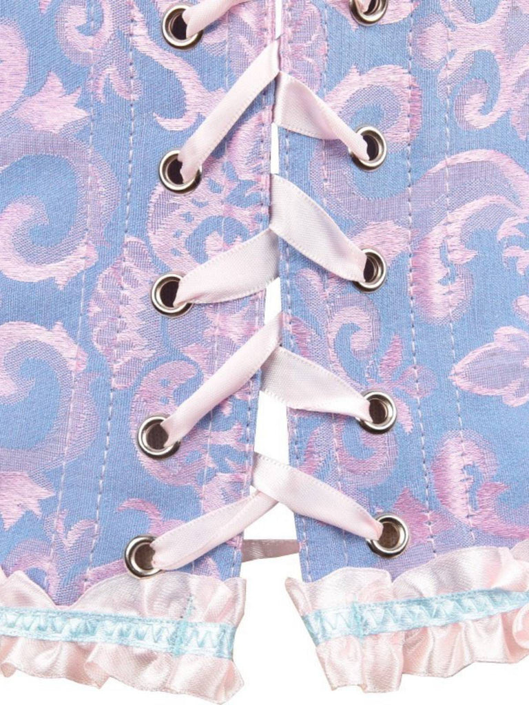 Schwarz Steampunk Gothic Spitze Überbrust Korsett