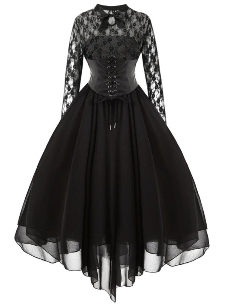 1950er Gothic Steampunk Spitzen Swing Kleid