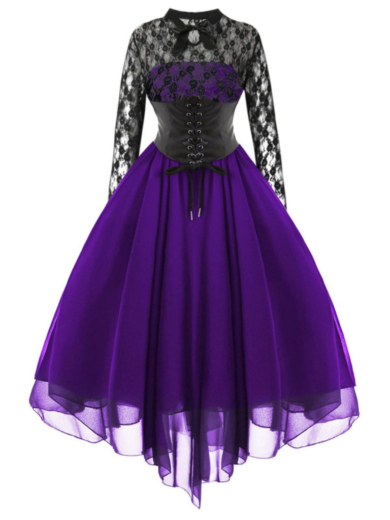 1950er Gothic Steampunk Spitzen Swing Kleid