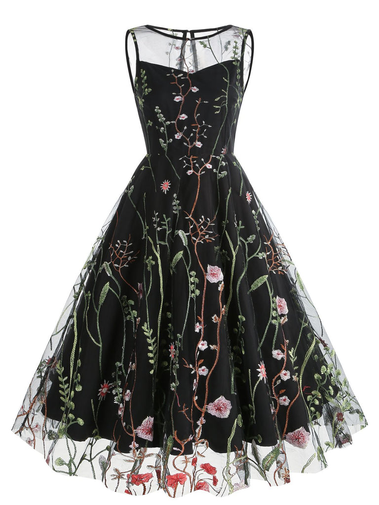 1950ER BLUMENGAZE SWING KLEID