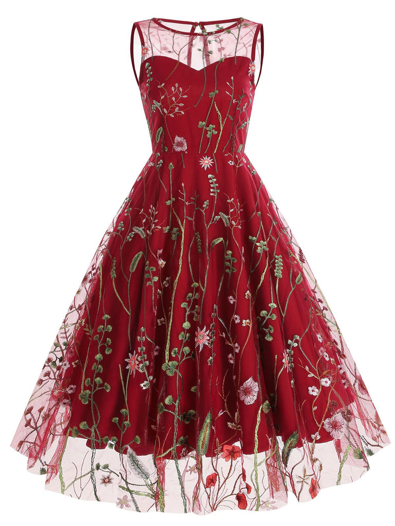 1950ER BLUMENGAZE SWING KLEID
