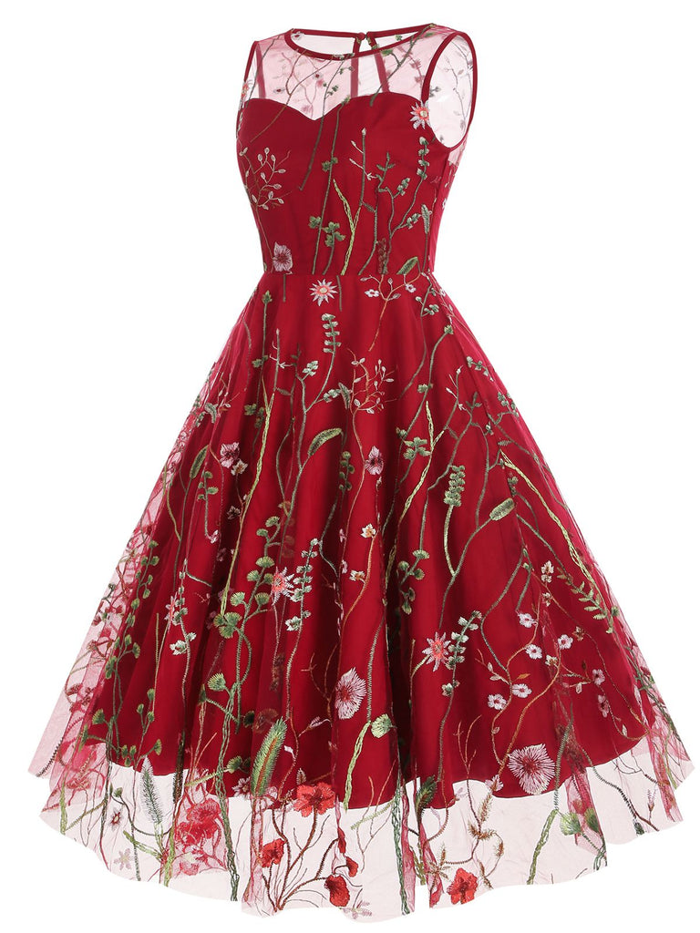 1950ER BLUMENGAZE SWING KLEID