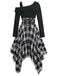 1950er Langarm Patchwork Swing Kleid