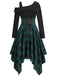 1950er Langarm Patchwork Swing Kleid