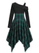 GRÜNES LANGARM PATCHWORK SWING KLEID