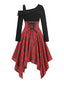1950er Langarm Patchwork Swing Kleid