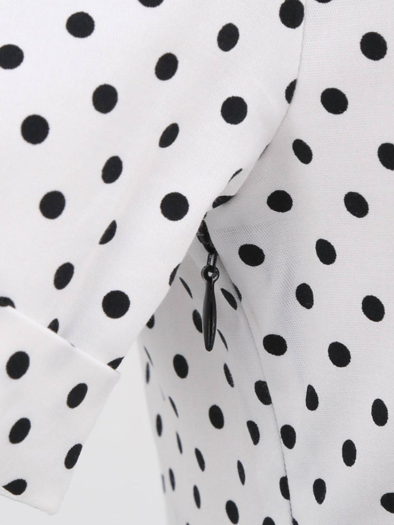 Schwarz 1950er Punkte Patchwork Kleid