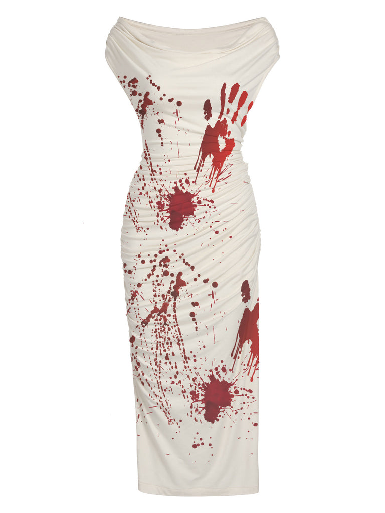 [Vorverkauf] Weiß 1960er Halloween Zombie Braut Blut Bleistiftkleid