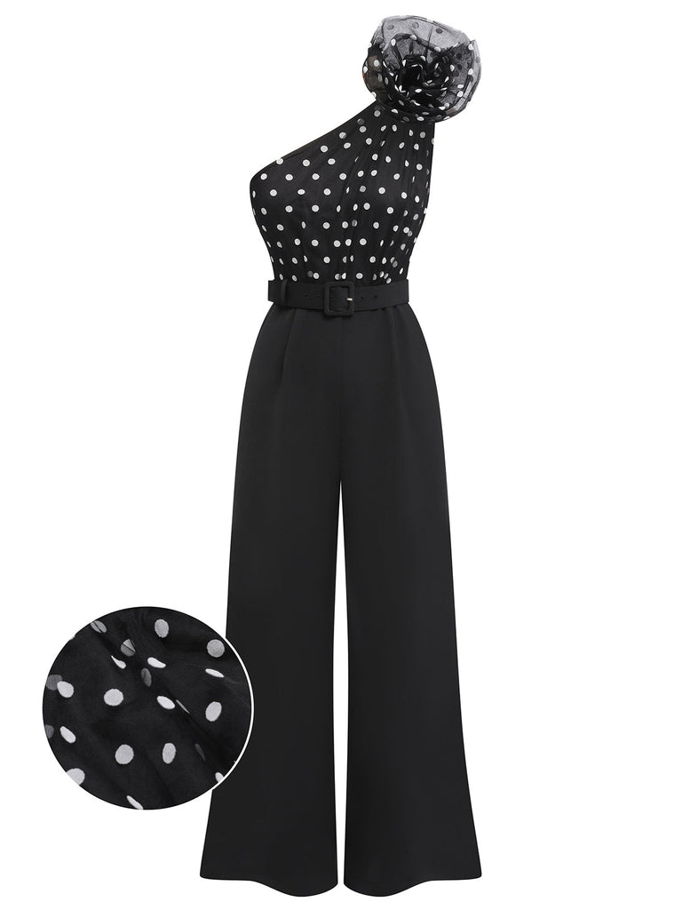 SCHWARZER 1950ER TUPFEN JUMPSUIT