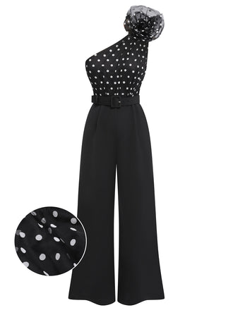 SCHWARZER 1950ER TUPFEN JUMPSUIT