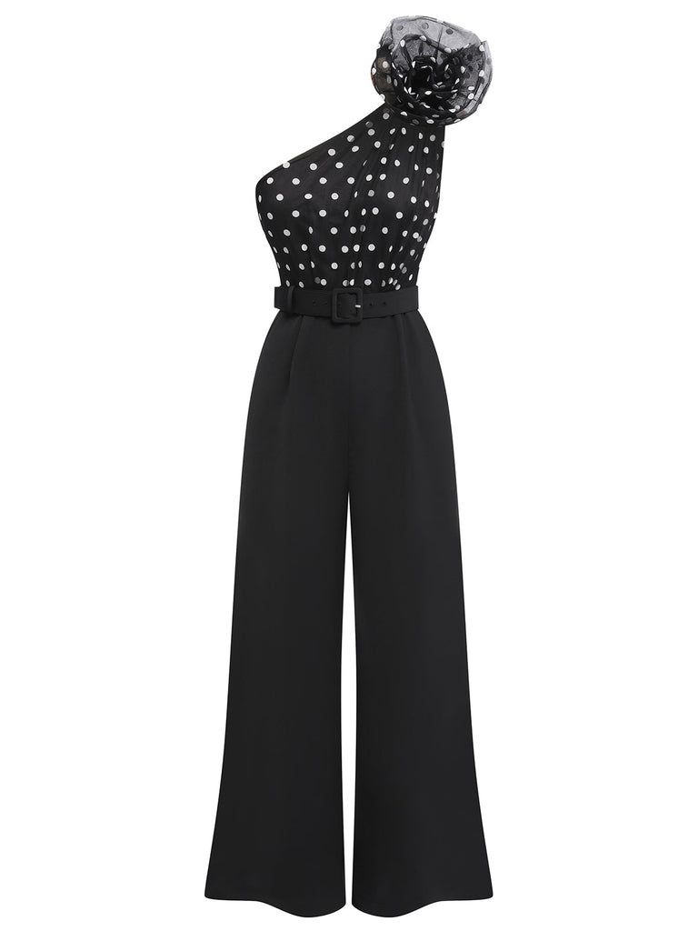 SCHWARZER 1950ER TUPFEN JUMPSUIT