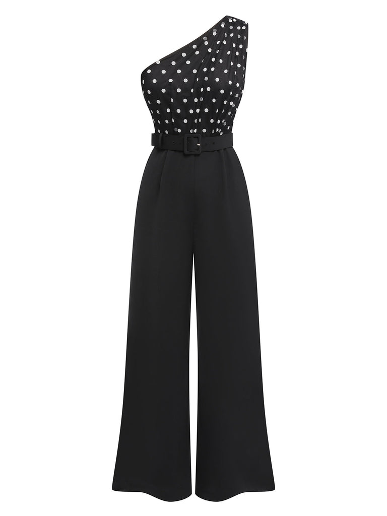 SCHWARZER 1950ER TUPFEN JUMPSUIT