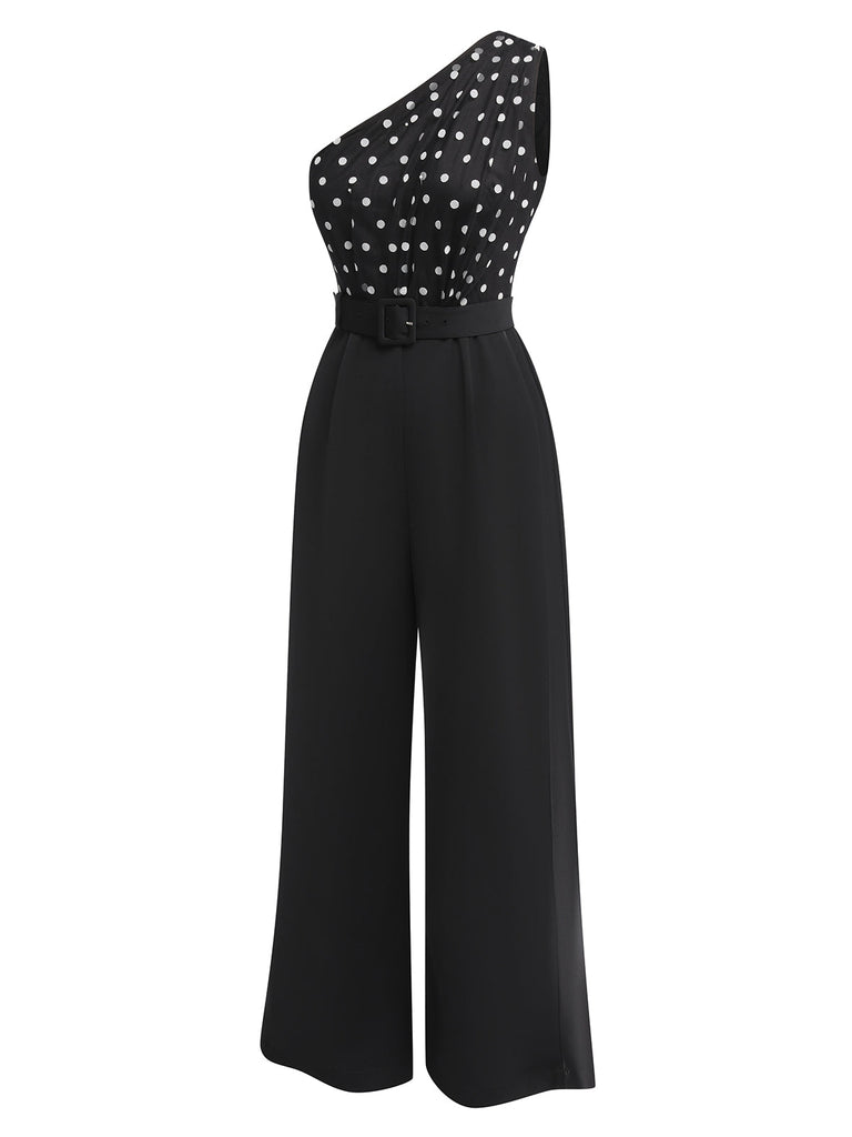 SCHWARZER 1950ER TUPFEN JUMPSUIT