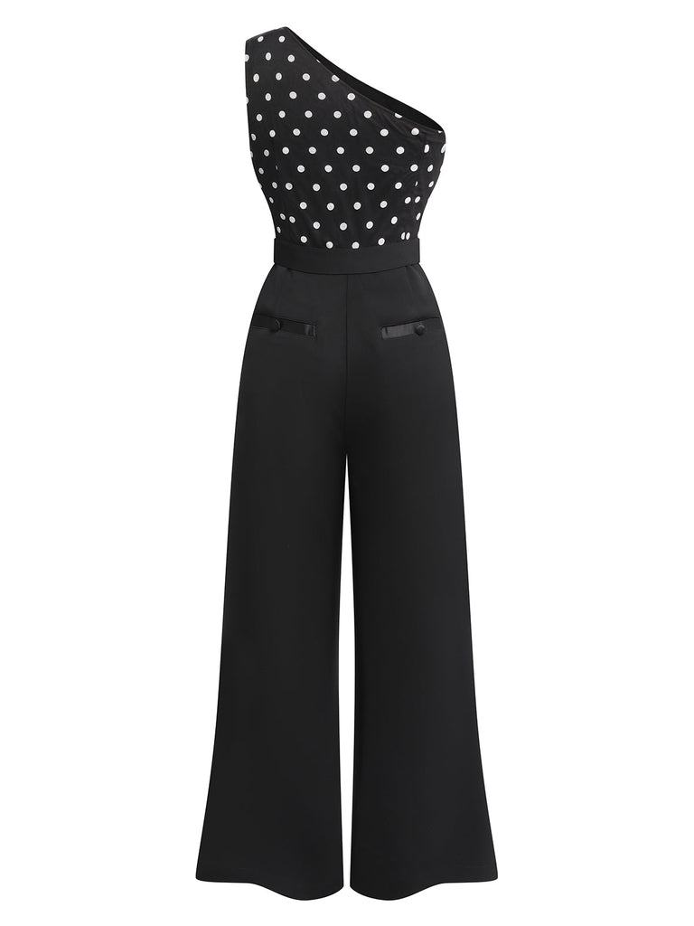 SCHWARZER 1950ER TUPFEN JUMPSUIT