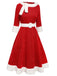 1950ER ROTES PLÜSCH KLEID