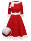 1950ER ROTES PLÜSCH KLEID