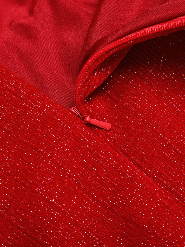 1950ER ROTES PLÜSCH KLEID