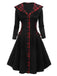 Schwarzes 1950er Kariertes Swing Kleid