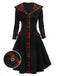 Schwarzes 1950er Kariertes Swing Kleid