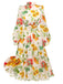 [Vorverkauf] 1930ER LANGÄRMLIGES SWING KLEID MIT BLUMEN