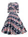 1950er V-Ausschnitt Patchwork Weihnachts  Kleid