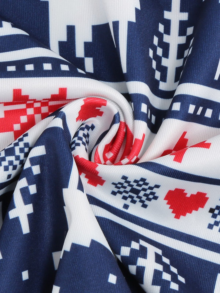 1950er V-Ausschnitt Patchwork Weihnachts  Kleid