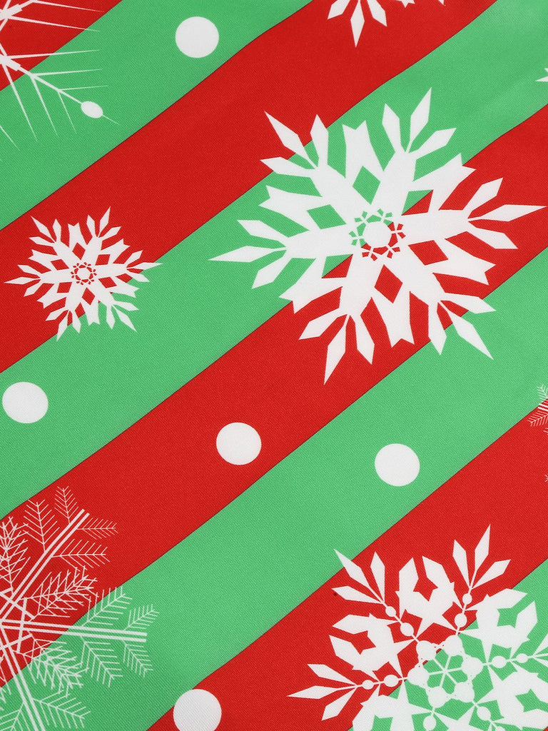 1950er V-Ausschnitt Patchwork Weihnachts  Kleid