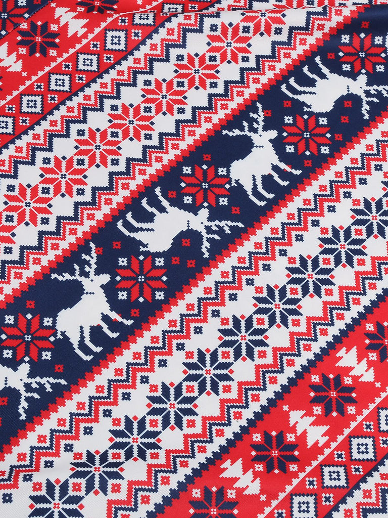 1950er V-Ausschnitt Patchwork Weihnachts  Kleid