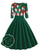 Grün 1950er Weihnachten Plaid Patchwork Kleid