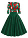 Grün 1950er Weihnachten Plaid Patchwork Kleid