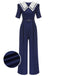 Marineblauer 1950er Dots Jumpsuit