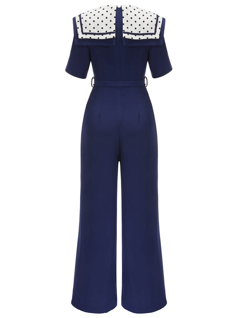 Marineblauer 1950er Dots Jumpsuit