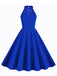 1950er Neckholder Lace-Up Swing Faltenkleid