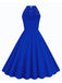 1950er Neckholder Lace-Up Swing Faltenkleid