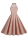 1950er Neckholder Lace-Up Swing Faltenkleid