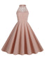 1950er Neckholder Lace-Up Swing Faltenkleid