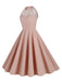 1950er Neckholder Lace-Up Swing Faltenkleid