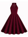 1950er Neckholder Lace-Up Swing Faltenkleid