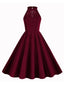1950er Neckholder Lace-Up Swing Faltenkleid