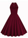1950er Neckholder Lace-Up Swing Faltenkleid