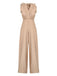 Khaki 1930s Solid V-Ausschnitt Halter Jumpsuit