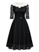 1950er Solides Schulterfreies Patchwork-Kleid Aus Spitze